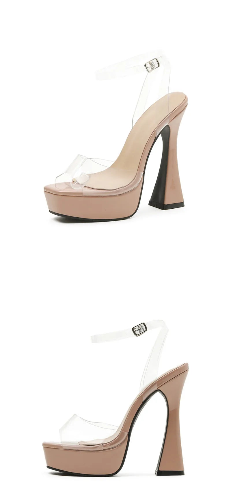 Transparent Ankle Strap Nightclub Pumps