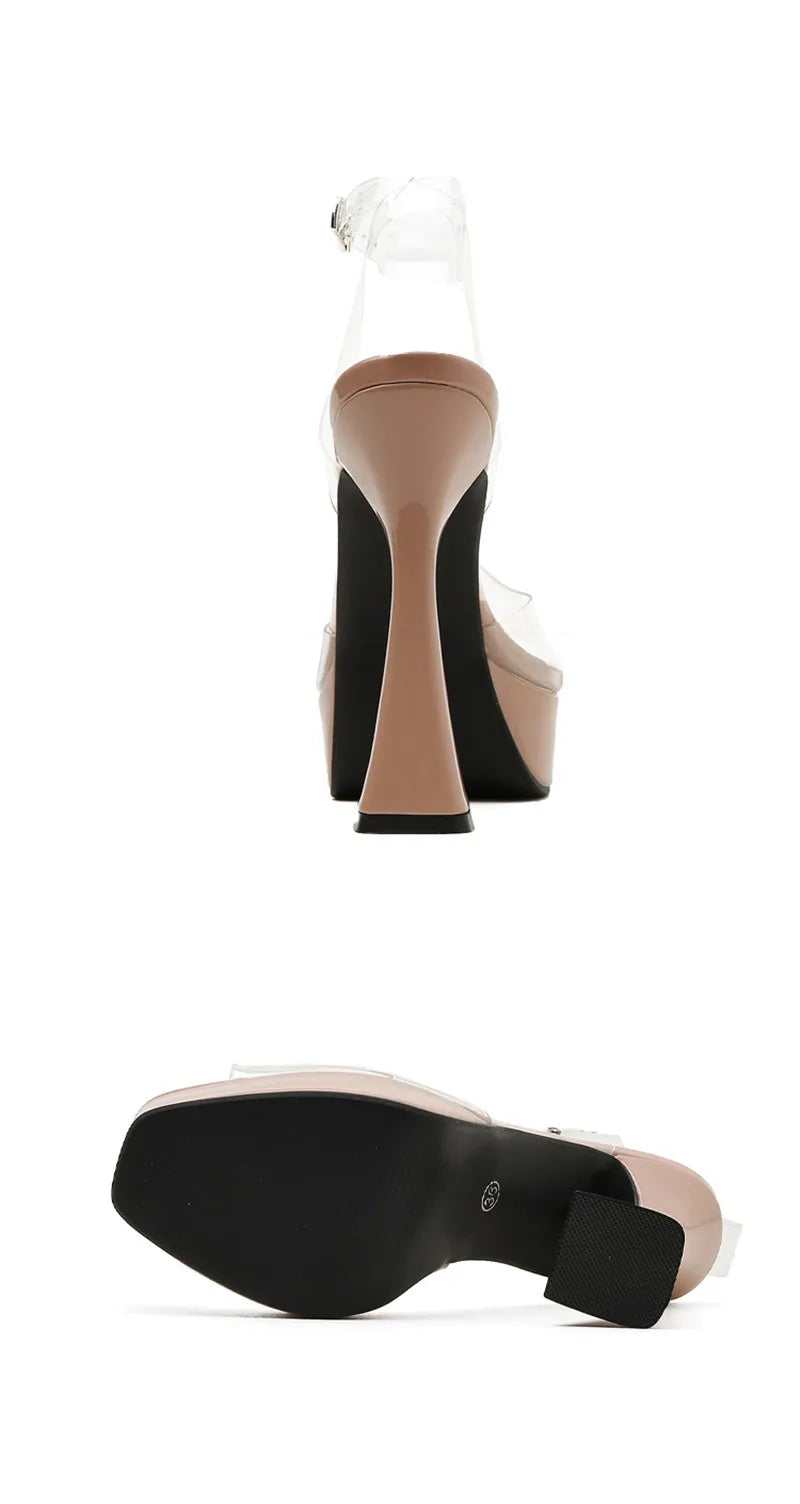 Transparent Ankle Strap Nightclub Pumps