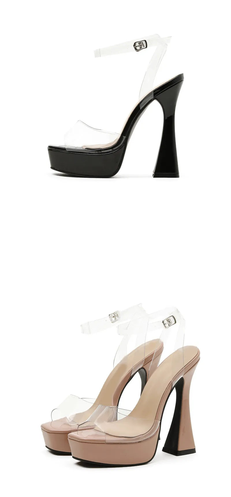 Transparent Ankle Strap Nightclub Pumps
