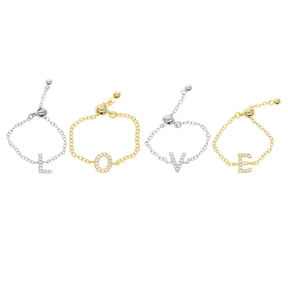 Alphabet Charm Cute Chain Ring