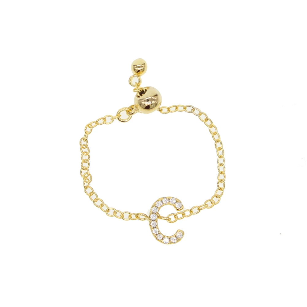 Alphabet Charm Cute Chain Ring