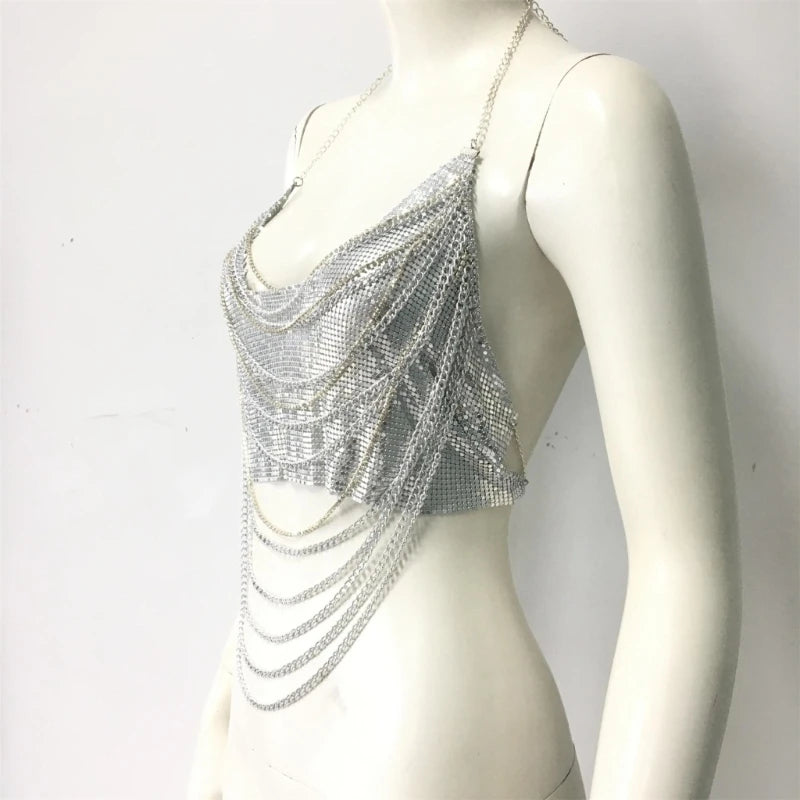 Eye Catching Metallic Camisole with Rhinestones