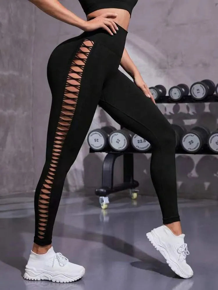 Sexy Hollow Black Seamless Leggings