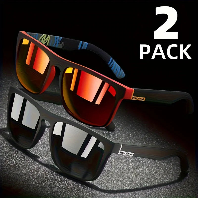 2pcs Square Polarized Sunglasses Anti Glare
