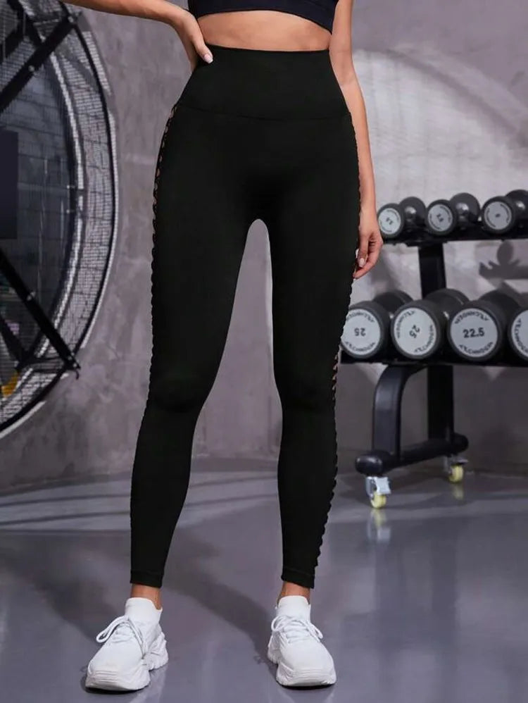 Sexy Hollow Black Seamless Leggings