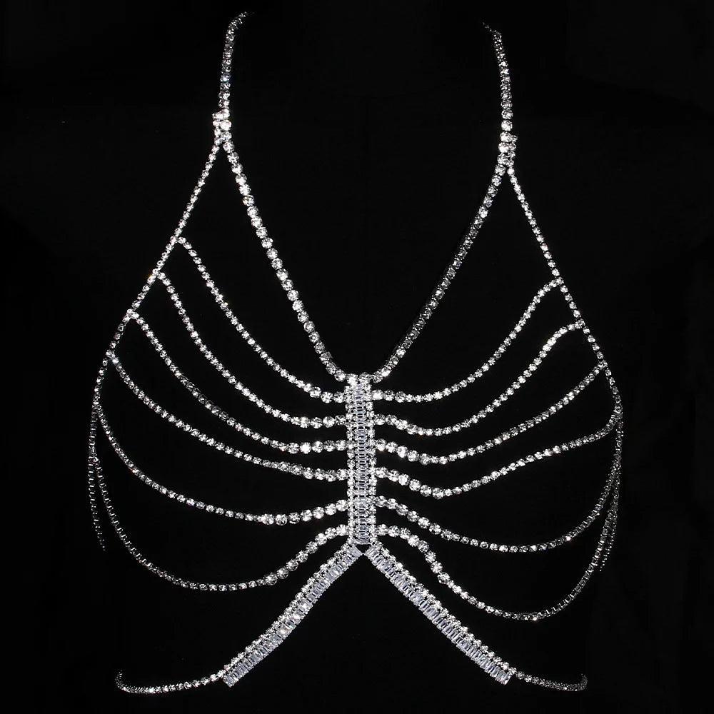Body Jewelry Crystal Chest Chain