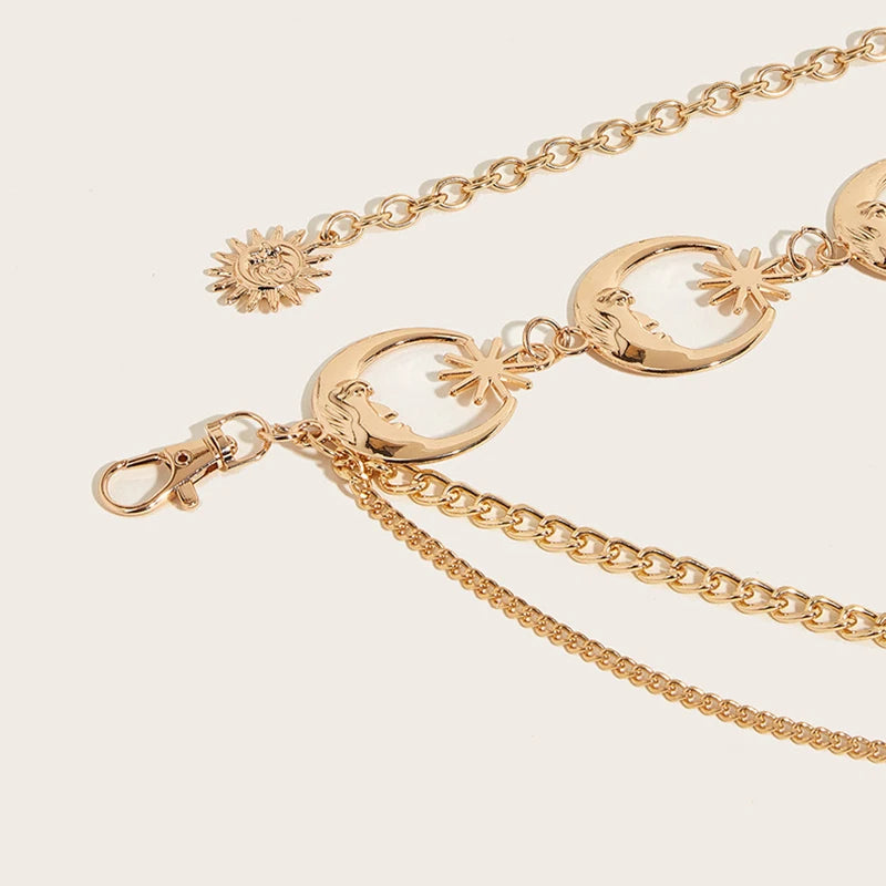 Sun Waist Chain Metal Belts For Women Dress Jewelry Waist Chain Waist Belts