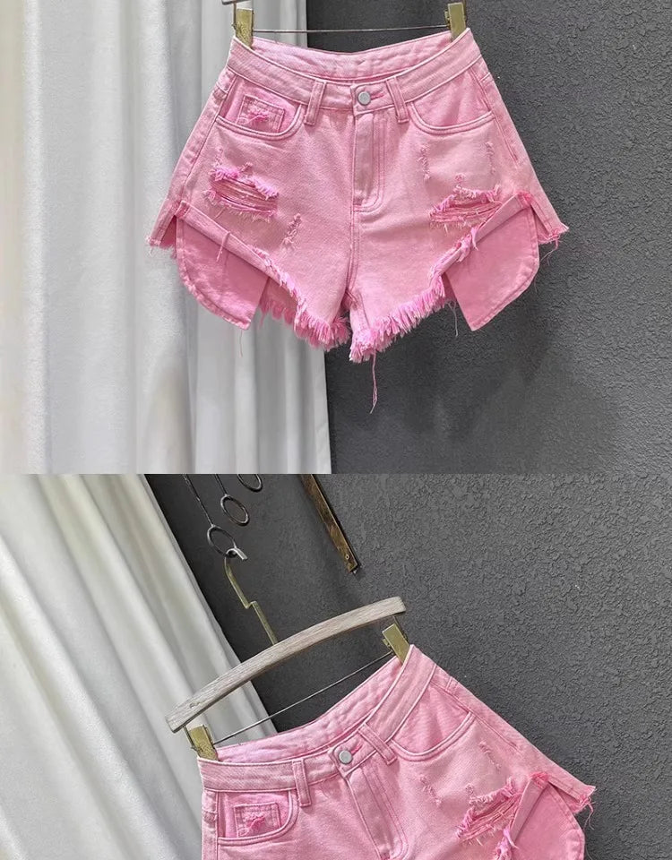 High-waisted Denim Shorts