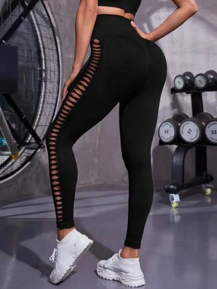 Sexy Hollow Black Seamless Leggings