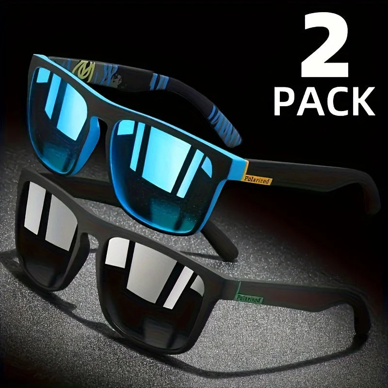 2pcs Square Polarized Sunglasses Anti Glare