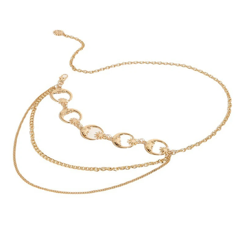 Sun Waist Chain Metal Belts For Women Dress Jewelry Waist Chain Waist Belts