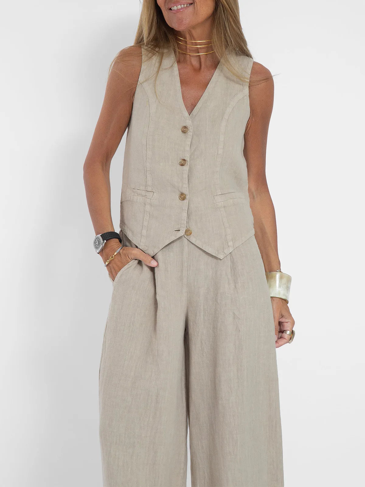 Sleeveless Casual Suit