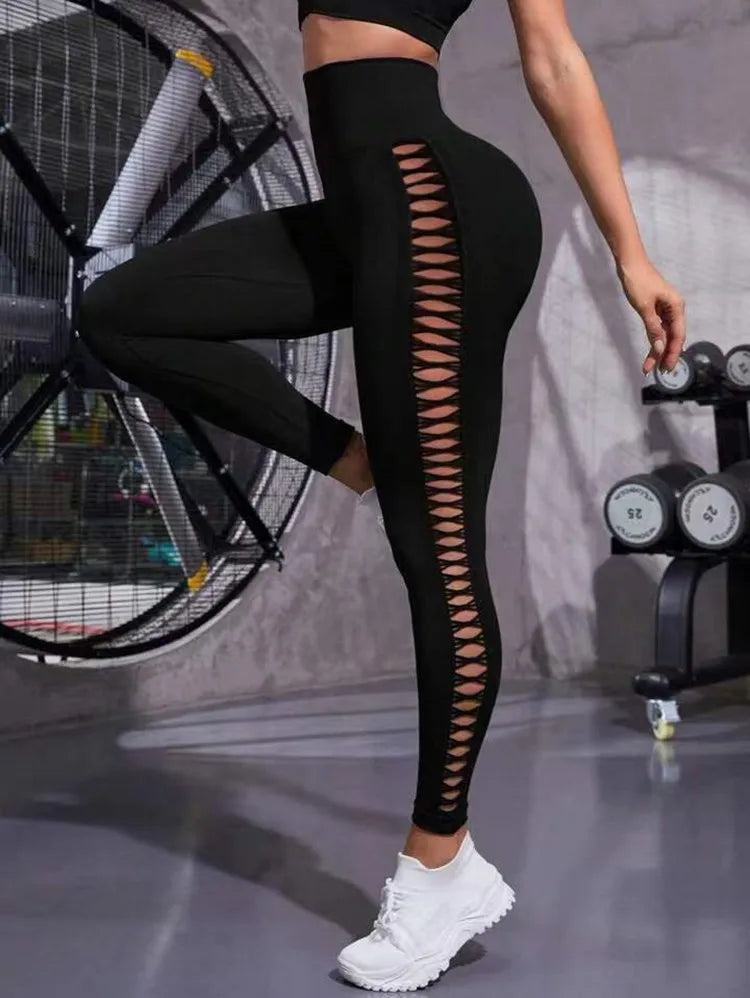 Sexy Hollow Black Seamless Leggings