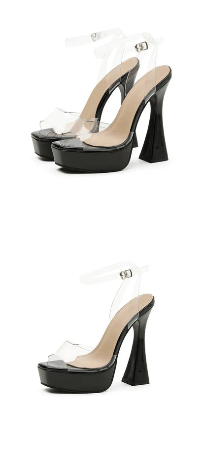 Transparent Ankle Strap Nightclub Pumps