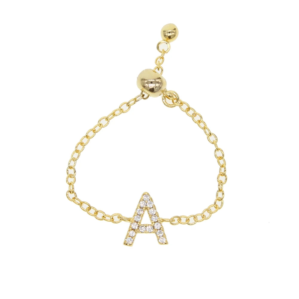 Alphabet Charm Cute Chain Ring