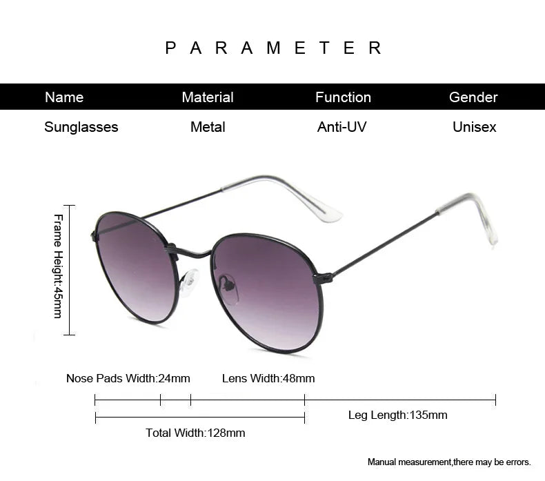 Classic Round Sunglasses UNISEX Vintage Small Frame Driving Sun Glasses