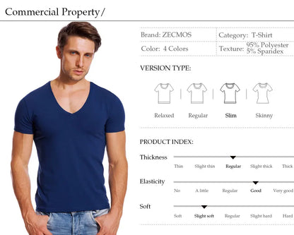 Solid V Neck T Shirt