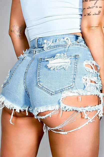 sexy Ripped denim shorts high waist