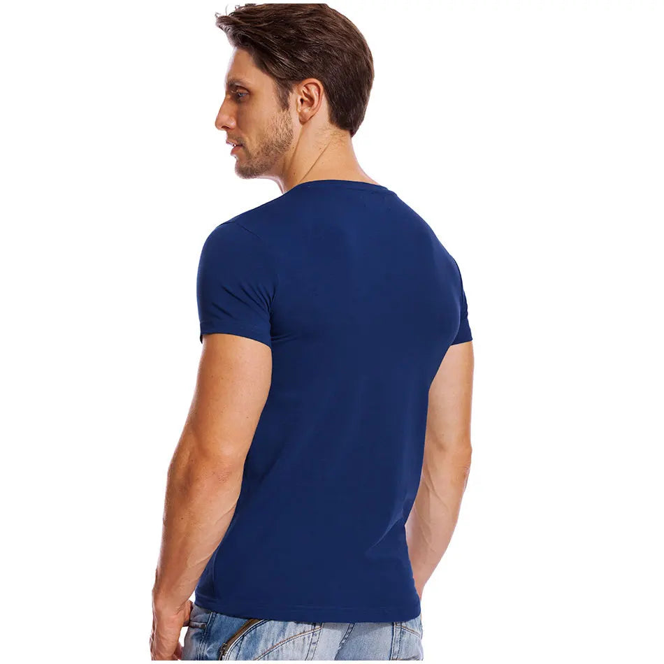 Solid V Neck T Shirt