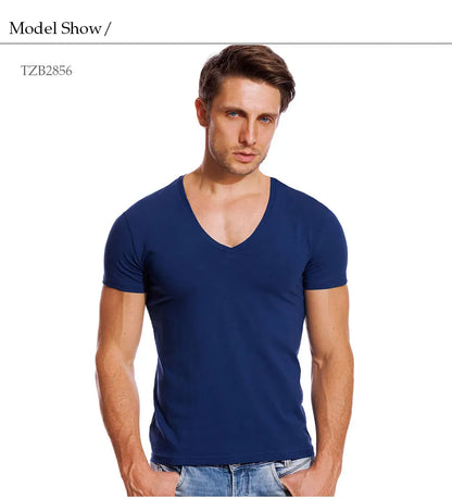 Solid V Neck T Shirt