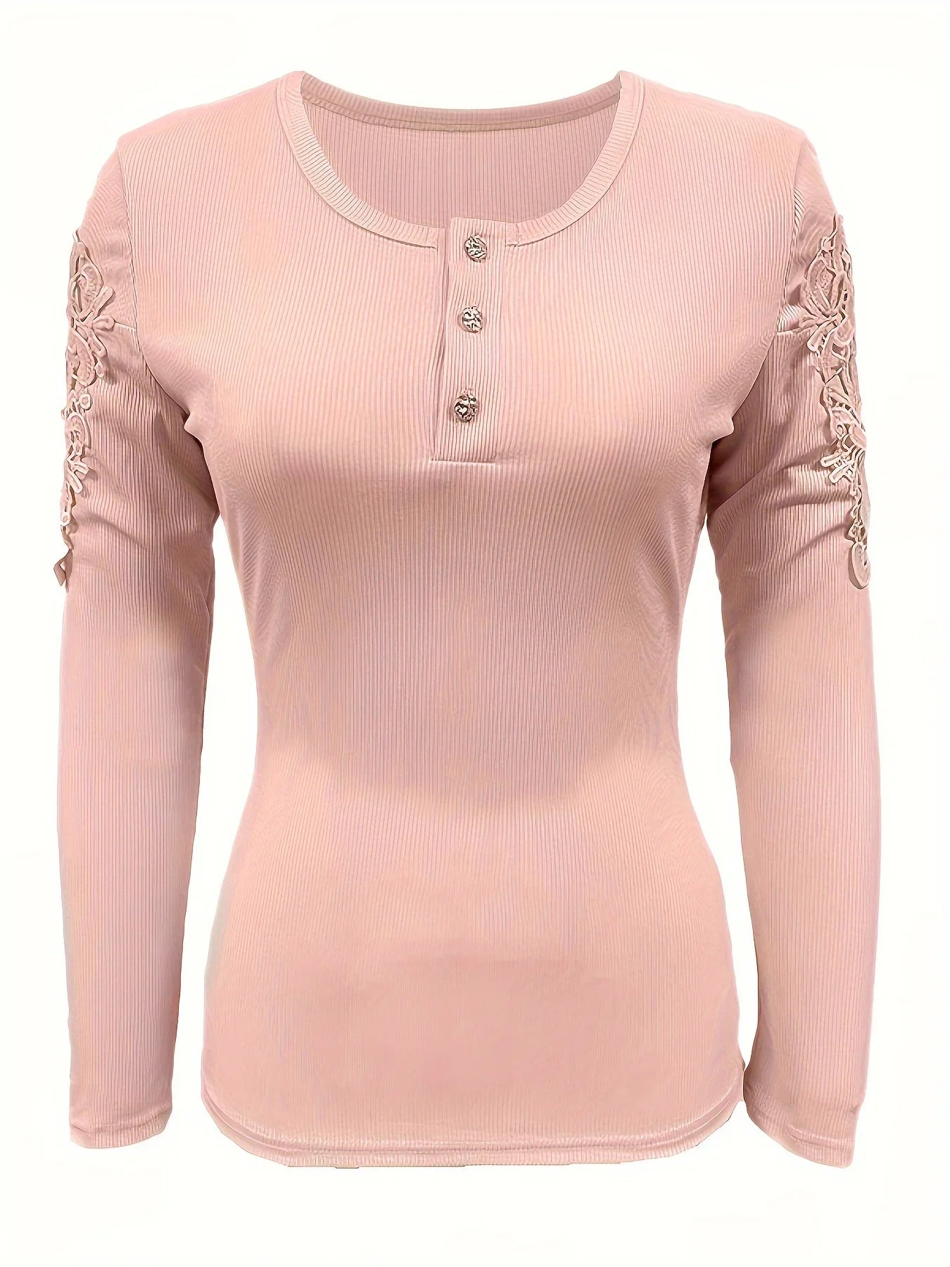 Lace Sleeve Flower Button Shirt