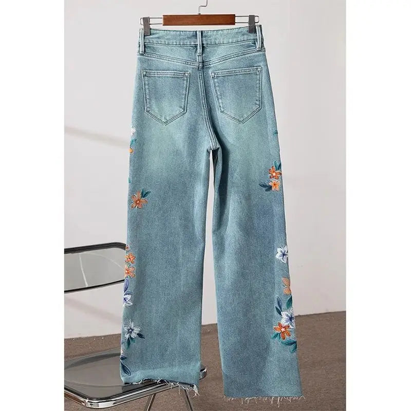 Spring Rita Flower Embroidery  Jeans