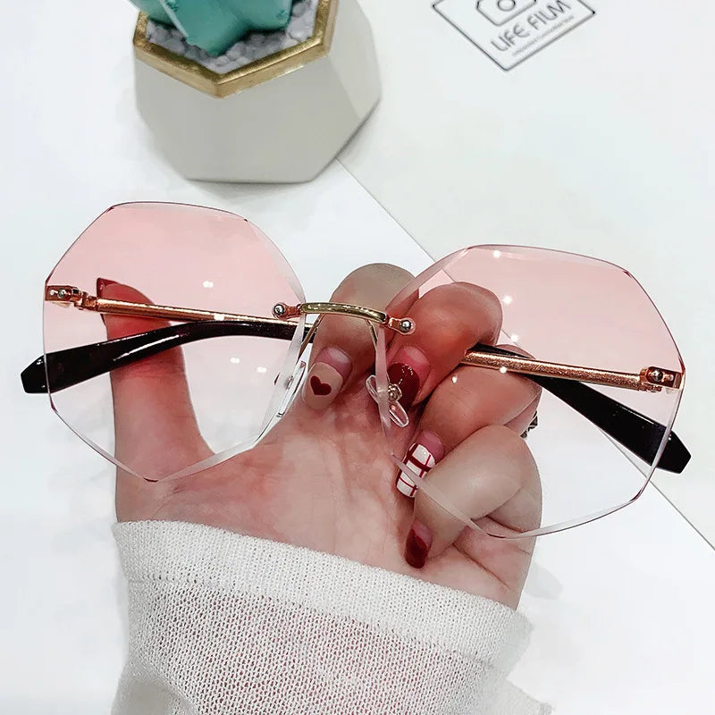 Octagonal Rimless Sunglasses Women&