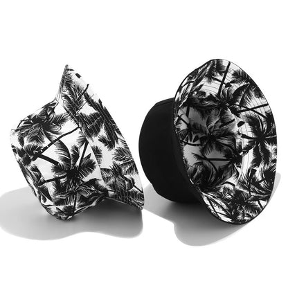 Unisex Double Sided Wearable Leaf Print Personality Bucket Hats