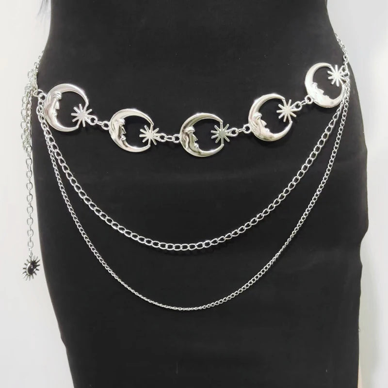 Sun Waist Chain Metal Belts For Women Dress Jewelry Waist Chain Waist Belts