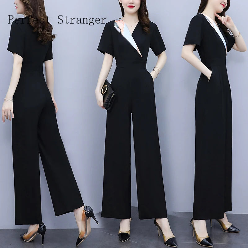 New High Waist  Casual Pants Elegant Wide Leg Jumper