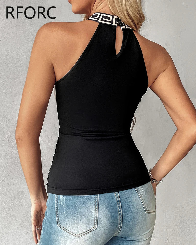 Halter V Neck Sleeveless Sexy Tops