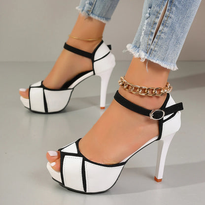 Colorblock Peep Toe Platform Pumps