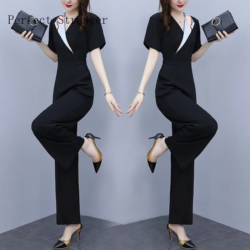 New High Waist  Casual Pants Elegant Wide Leg Jumper