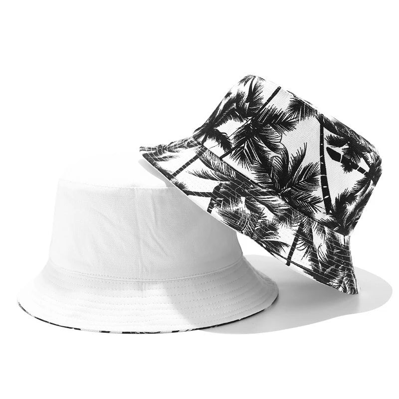 Unisex Double Sided Wearable Leaf Print Personality Bucket Hats