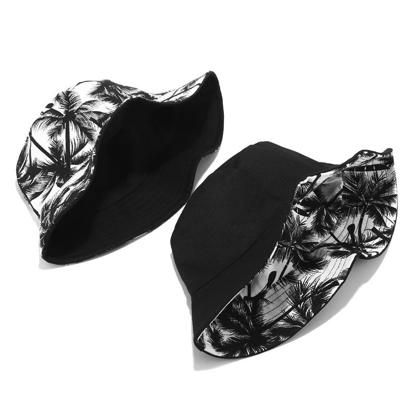 Unisex Double Sided Wearable Leaf Print Personality Bucket Hats