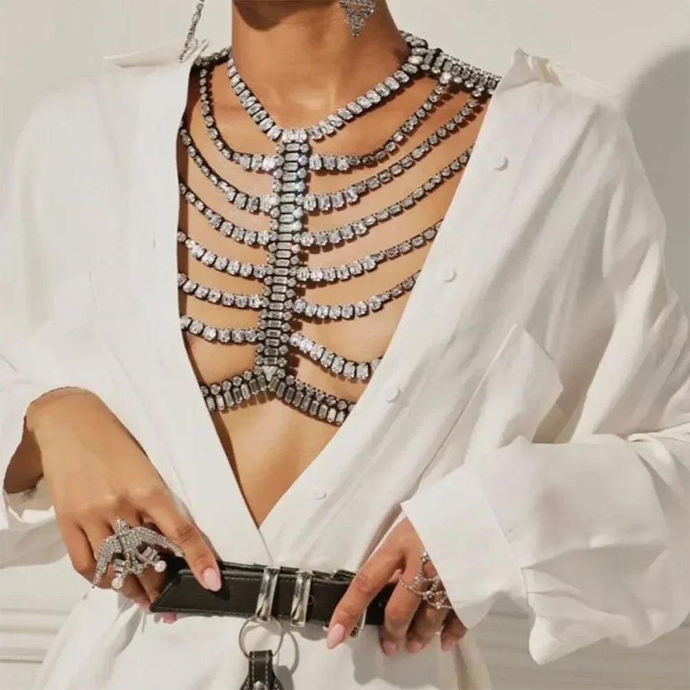 Body Jewelry Crystal Chest Chain