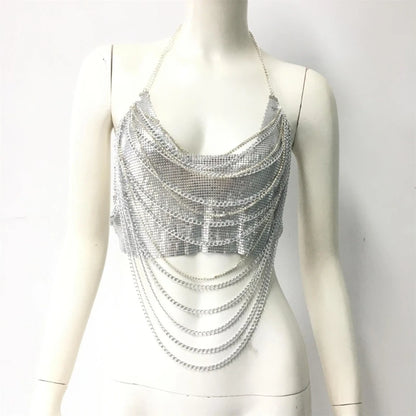 Eye Catching Metallic Camisole with Rhinestones