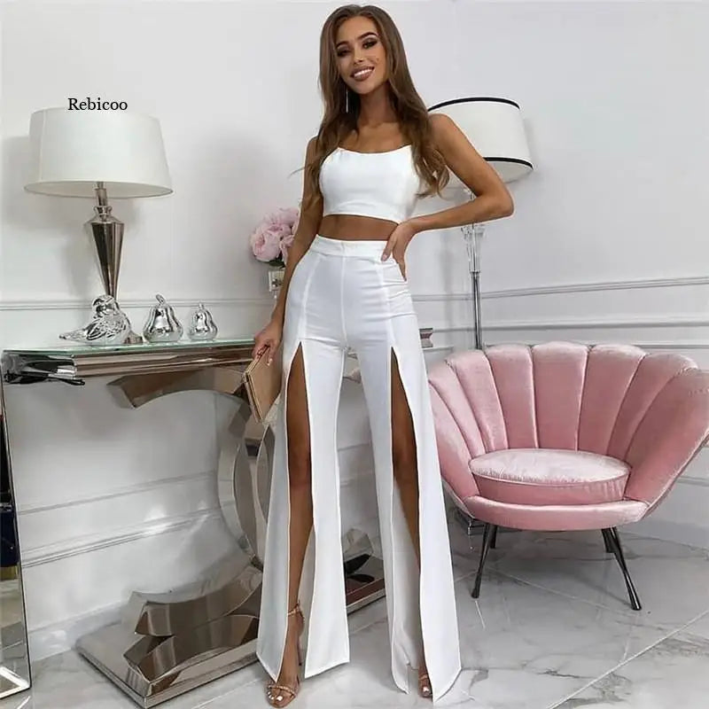 Sexy Midnight High Slit Flare Pants