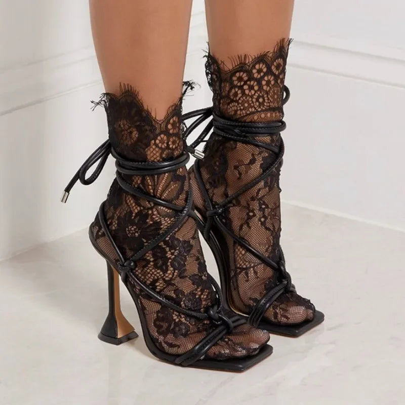 Ankle Straps Open Toe Pumps Gladiator Heel