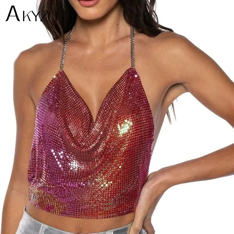 Sexy Metal Sequins Tank Top