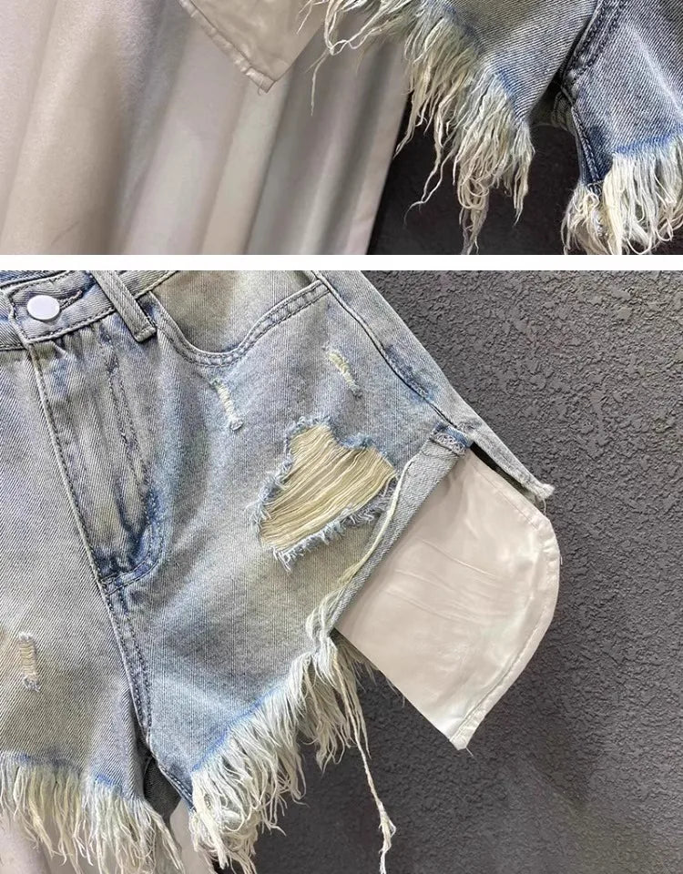 High-waisted Denim Shorts