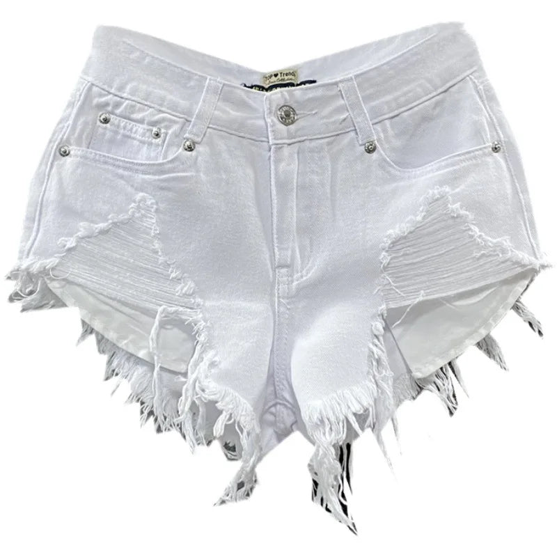 Ripped Low Waist Denim Shorts