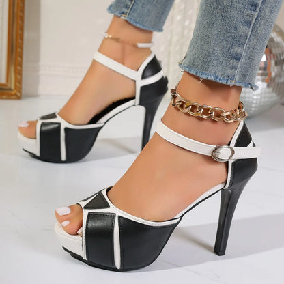 Colorblock Peep Toe Platform Pumps