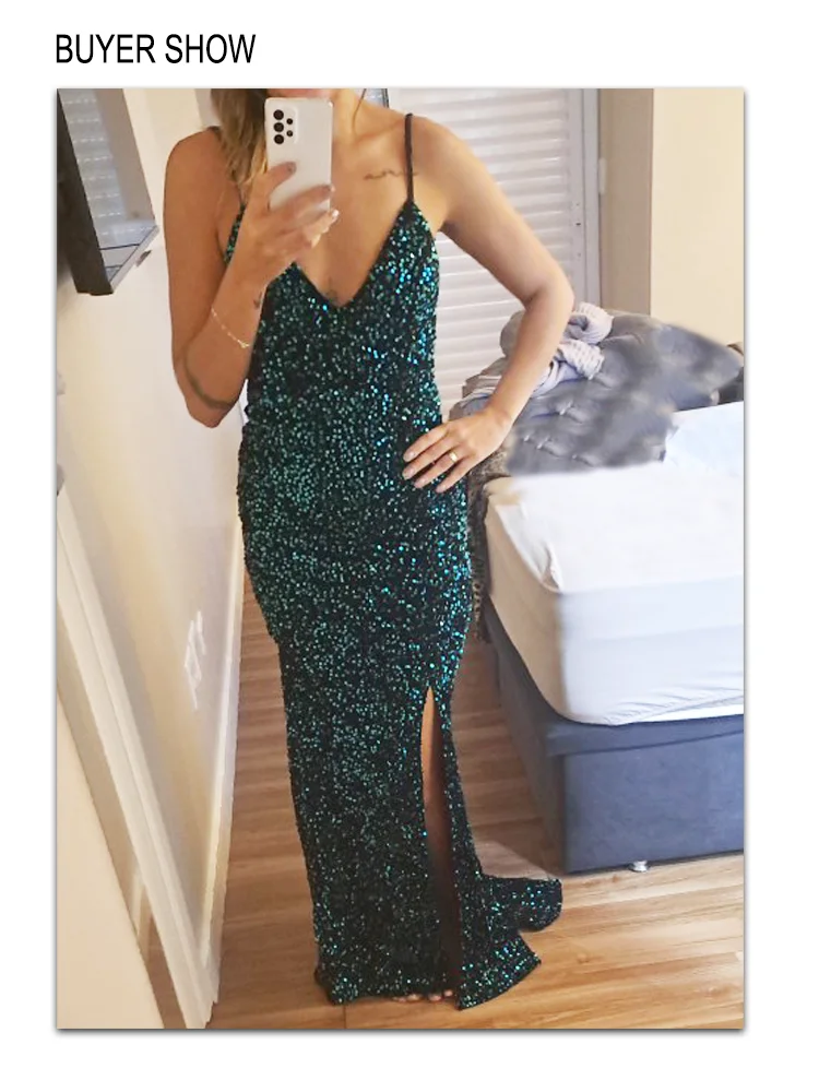 Sequin Backless Slip Mermaid Dress