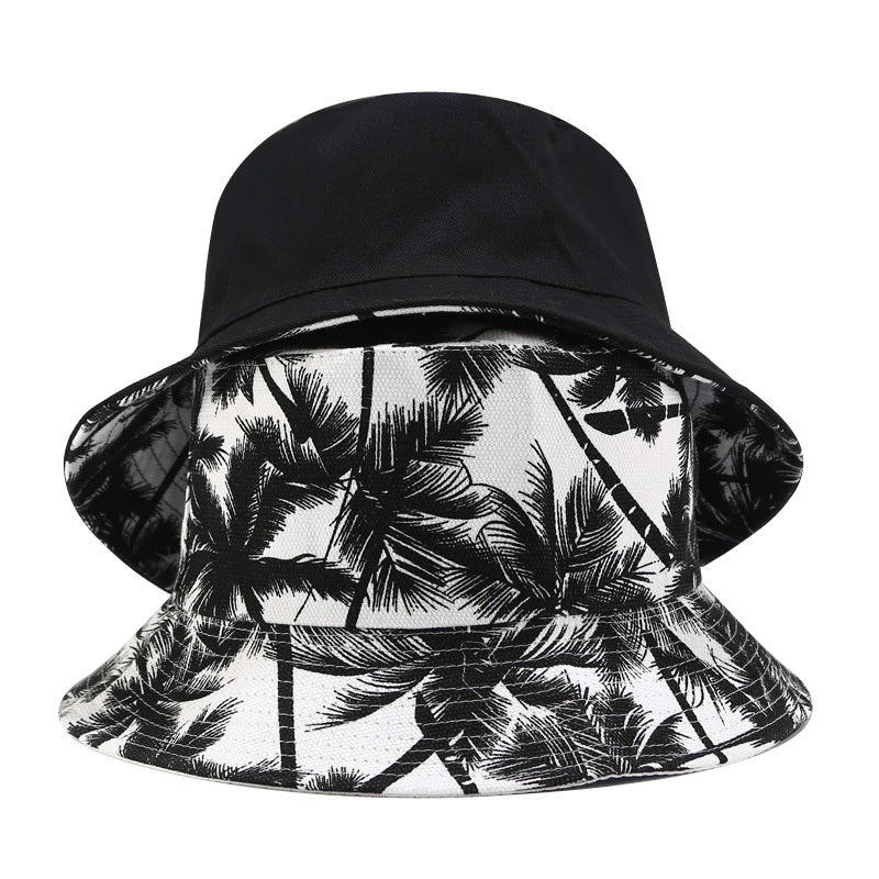 Unisex Double Sided Wearable Leaf Print Personality Bucket Hats