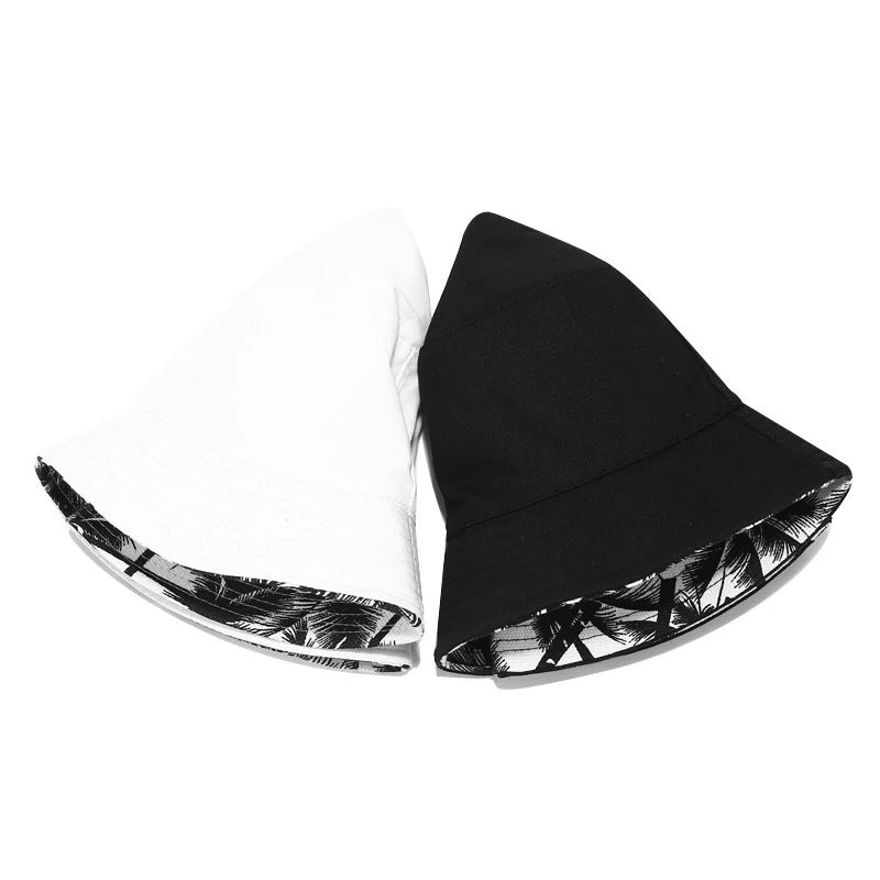 Unisex Double Sided Wearable Leaf Print Personality Bucket Hats