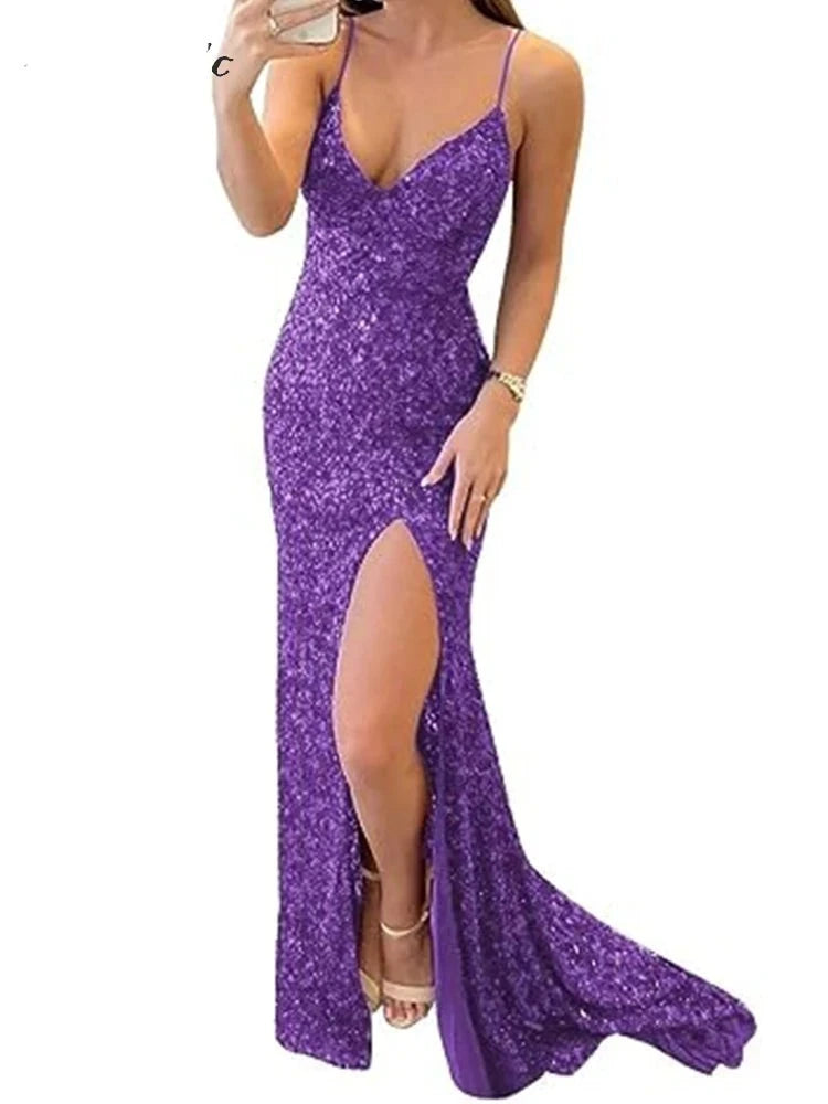 Sequin Backless Slip Mermaid Dress