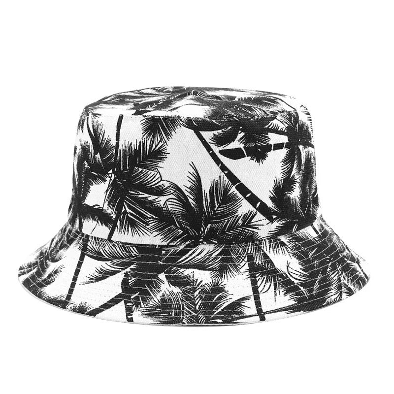 Unisex Double Sided Wearable Leaf Print Personality Bucket Hats