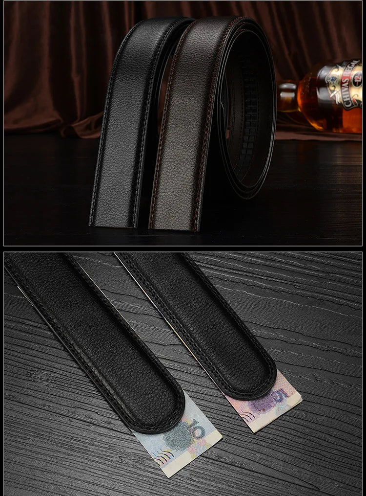 3.0cm 3.5cm Wide NO BUCKLE Cow Leather