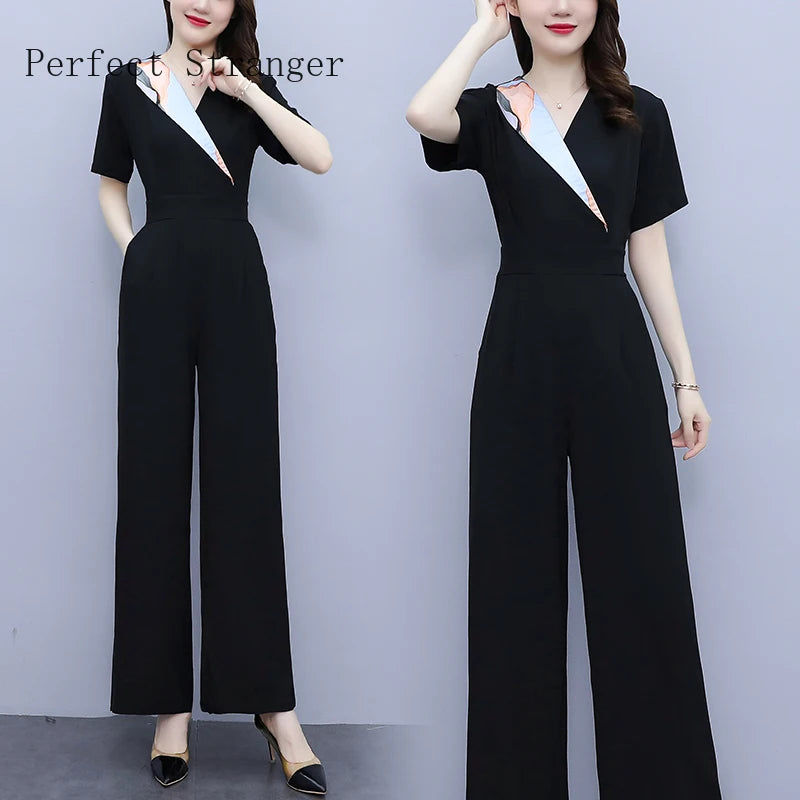 New High Waist  Casual Pants Elegant Wide Leg Jumper